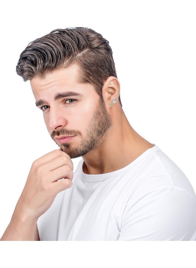 جي ستايل مجموعة من 4 أزواج من أقراط الأذن المغناطيسية المصنوعة من الفولاذ المقاوم للصدأ للرجال والنساء من Jstyle، مجموعة أقراط الأذن غير الثاقبة المصنوعة من الزركونيوم الذهبي مقاس 6-8 مم - Image 5