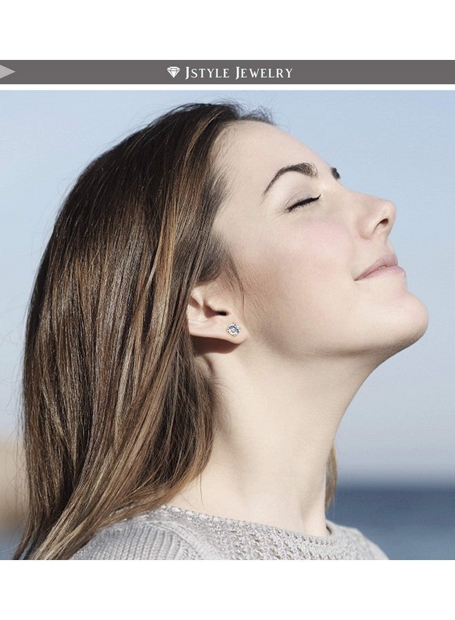 جي ستايل مجموعة من 4 أزواج من أقراط الأذن المغناطيسية المصنوعة من الفولاذ المقاوم للصدأ للرجال والنساء من Jstyle، مجموعة أقراط الأذن غير الثاقبة المصنوعة من الزركونيوم الذهبي مقاس 6-8 مم - Image 4
