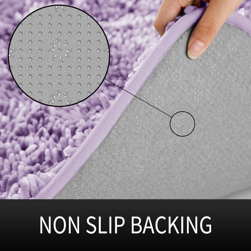Yimobra Original Chenille Bath Rug Mat  Large Size 44.1 x 24 Inches  Soft Shaggy  Premium Non-Slip Bath Mat  Super Absorbent  Machine Washable Dry  Luxury Plush Mats for Bathroom  Lilac - Image 3