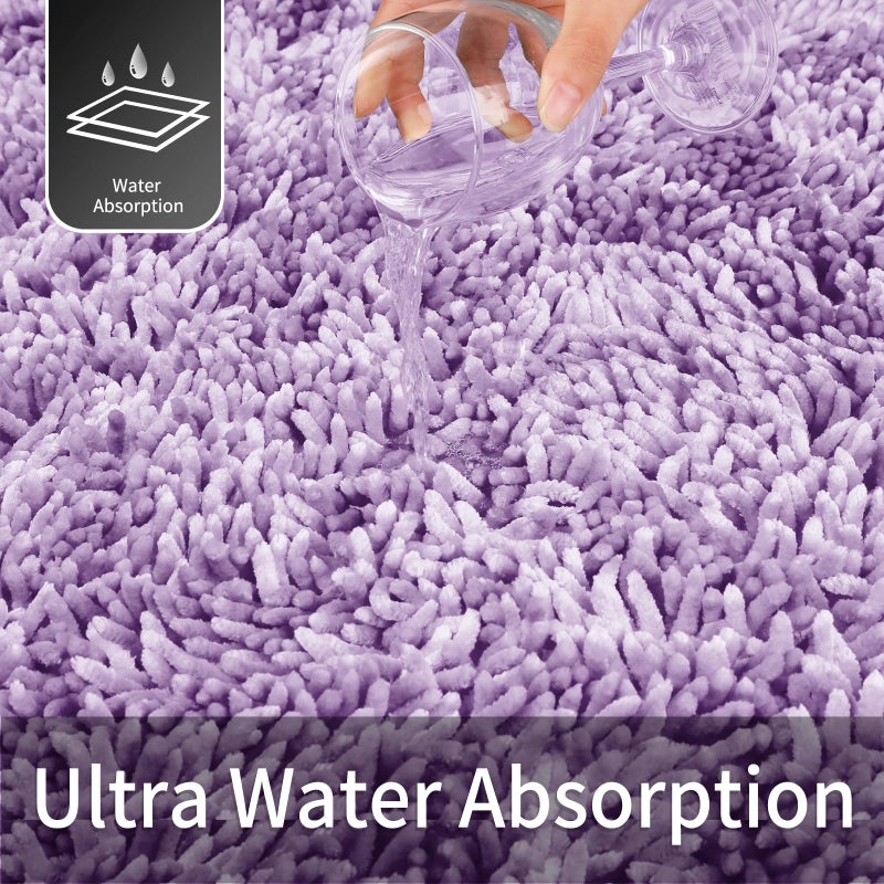 Yimobra Original Chenille Bath Rug Mat  Large Size 44.1 x 24 Inches  Soft Shaggy  Premium Non-Slip Bath Mat  Super Absorbent  Machine Washable Dry  Luxury Plush Mats for Bathroom  Lilac - Image 2