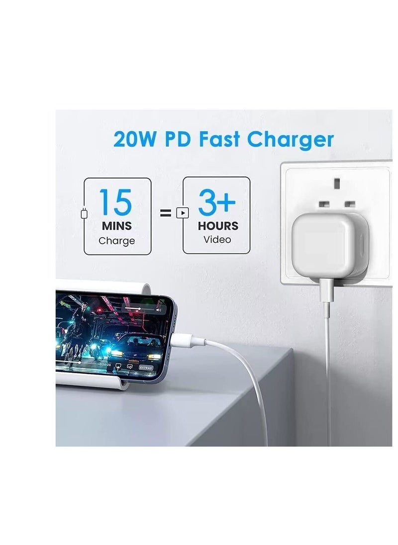 Generic - 20W PD Fast Charger Type C Plug ，USB C Power Adapter Compatible with iPhone 14/13/12/11 Series/SE 2022 /XR/XS/X/8/iPad--White - Image 1