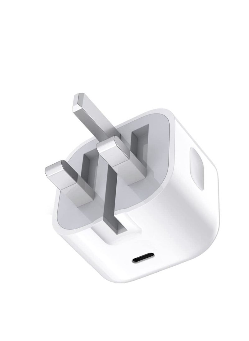 Generic - 20W PD Fast Charger Type C Plug ，USB C Power Adapter Compatible with iPhone 14/13/12/11 Series/SE 2022 /XR/XS/X/8/iPad--White - Image 1
