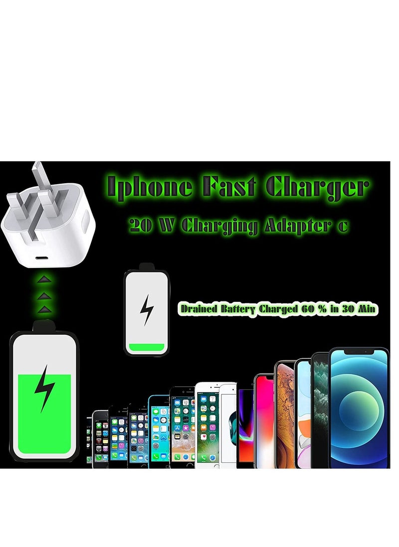 Generic - 20W PD Fast Charger Type C Plug ，USB C Power Adapter Compatible with iPhone 14/13/12/11 Series/SE 2022 /XR/XS/X/8/iPad--White - Image 1
