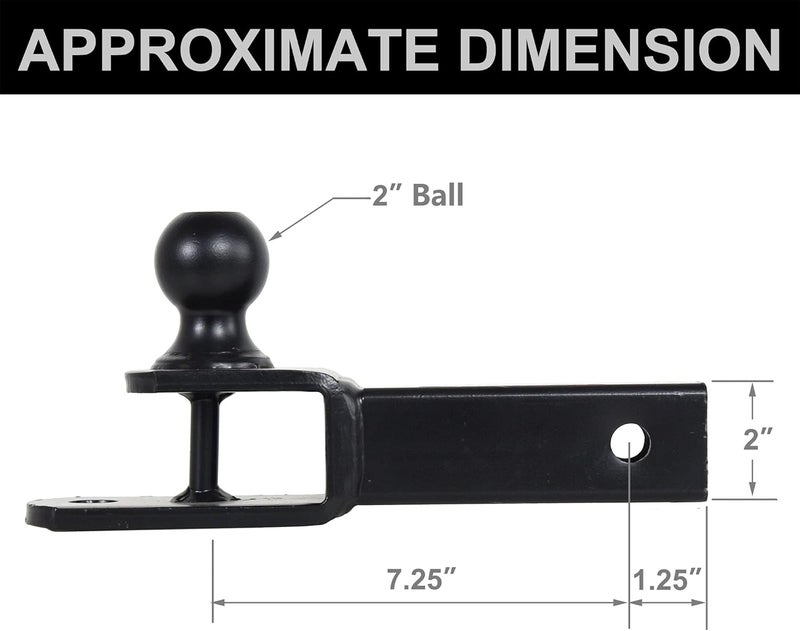 REYSUN 864209 3 in 1 ATV/UTV Trailer Hitch Towing Ball Mount with 2 inch Trailer Ball, Fits 2 inch Hitch Receiver… - Image 3