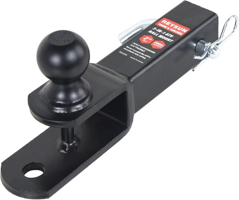 REYSUN 864209 3 in 1 ATV/UTV Trailer Hitch Towing Ball Mount with 2 inch Trailer Ball, Fits 2 inch Hitch Receiver… - Image 1