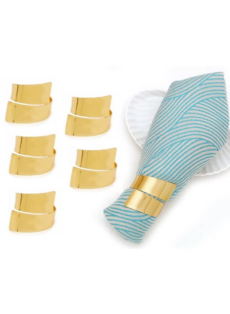 ميكسد مجموعة من 10 حلقات مناديل من الفولاذ المقاوم للصدأ وحاملات حلقات مناديل معدنية وحامل حلقات عصري ومشابك مناديل معدنية لتزيين الطاولة وحفلات العشاء والزفاف - Image 1