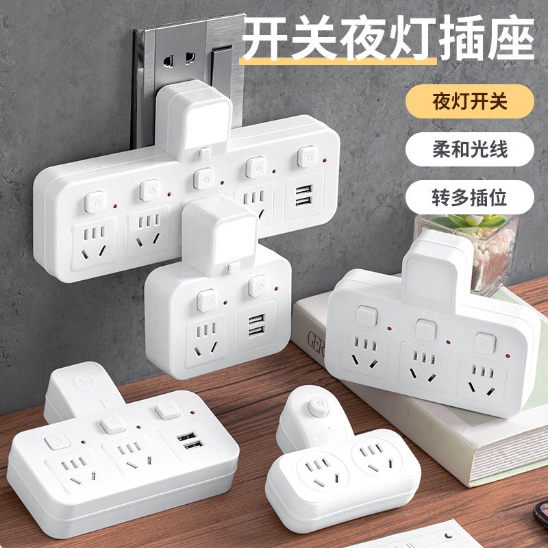 Wireless Intelligent Lightning Protection Socket Conversion Plug Row One Turn Multi-Expansion Usb Converter Row With Night Light - Image 3