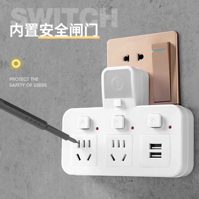 Wireless Intelligent Lightning Protection Socket Conversion Plug Row One Turn Multi-Expansion Usb Converter Row With Night Light - Image 5