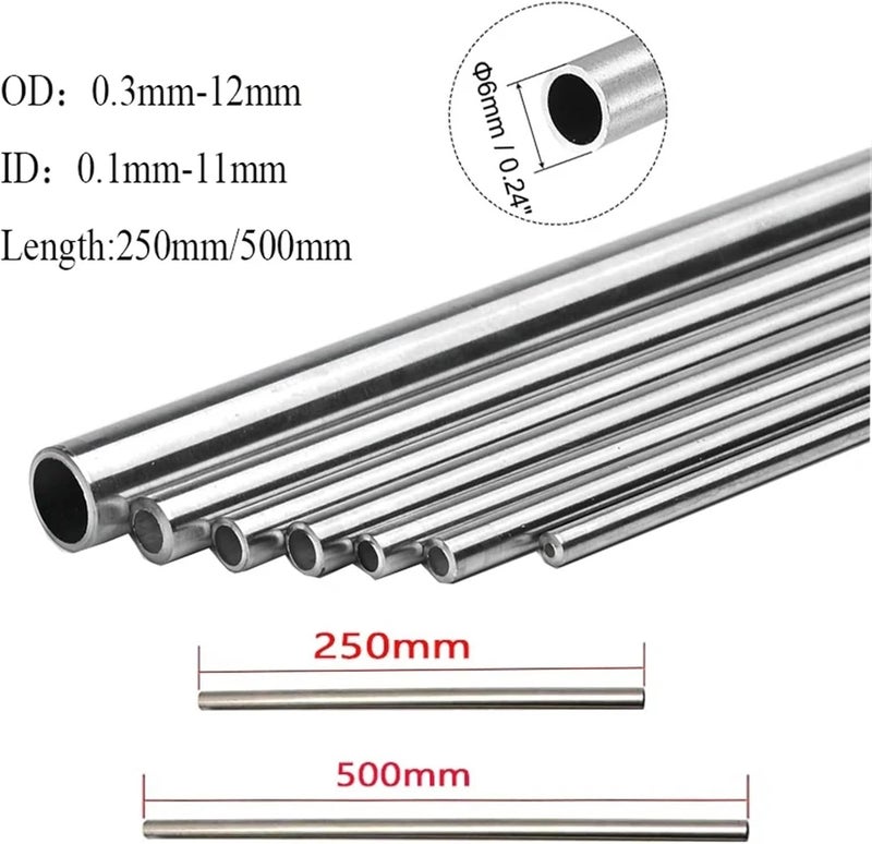 10pcs~1pcs 304 Seamless Stainlessy Steel Capillary Tube OD 0.3-12mm ID .1-11mm length 250/500mm for DIY Crafts Model(500mm,OD 13xID 12mm 1pcs) - Image 2