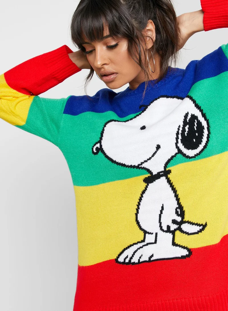 FOREVER 21 Snoopy Colorblock Sweater