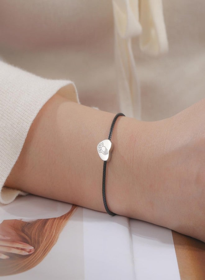 VASSAGO Two-Sided Heart Bracelet for Women Stainless Steel Bible Prayer Bracelet Handmade Leather String Heart Charm Bracelet Jewelry Gift (black) - Image 5