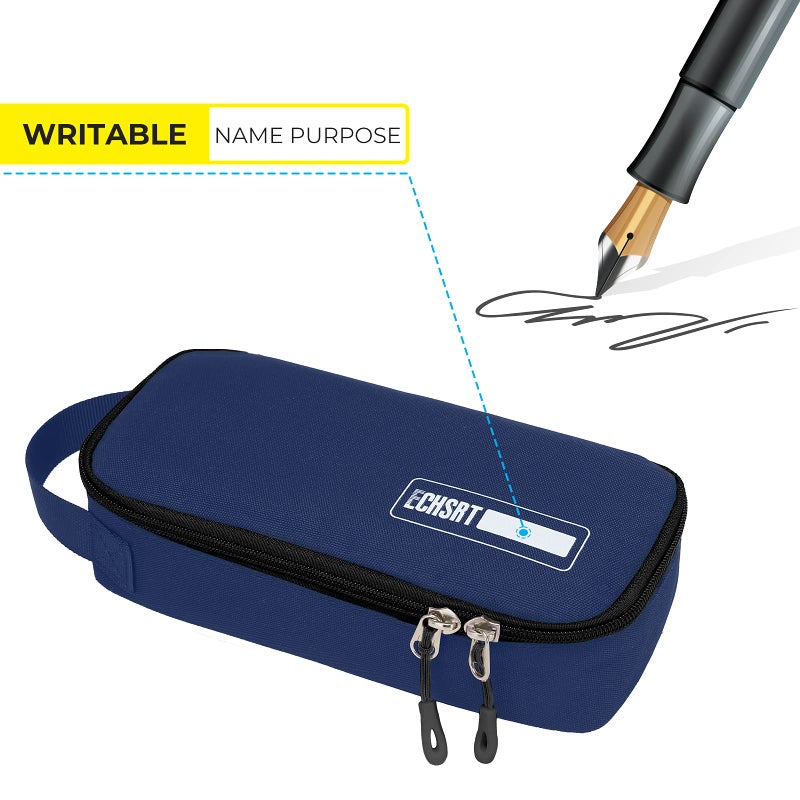 ECHSRT Large Pencil Case, Aesthetic Pen Pouch with Big Capacity, Minimalist Portable Stationery Bag with Handle for Office Organizer Blue Pencil Cases - Image 2