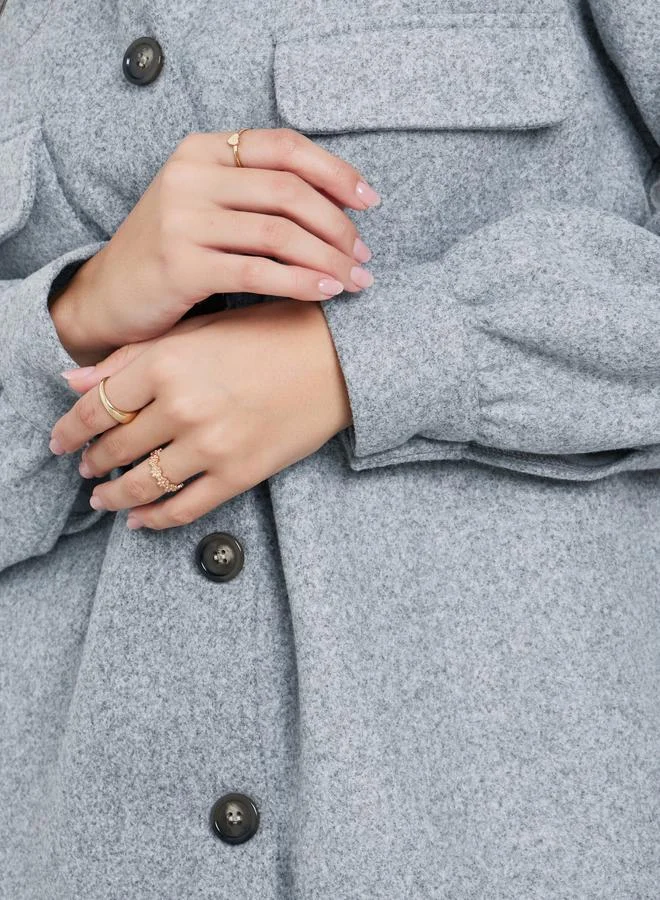 Styli Styli Grey Oversized Wool Like Midi Coat