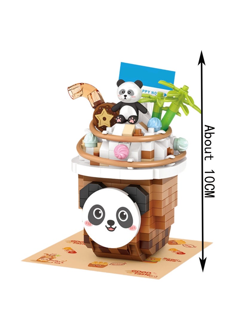 null - 380pcs Panda Snow Top Milk Tea, Desktop Ornaments Building Block Toys, Children'S Educational Assembly Model Gift - Image 1