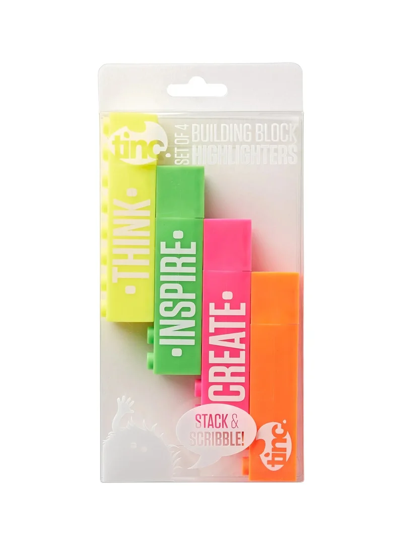 Tinc Colorful Brick Highlighter Set, 4-Piece
