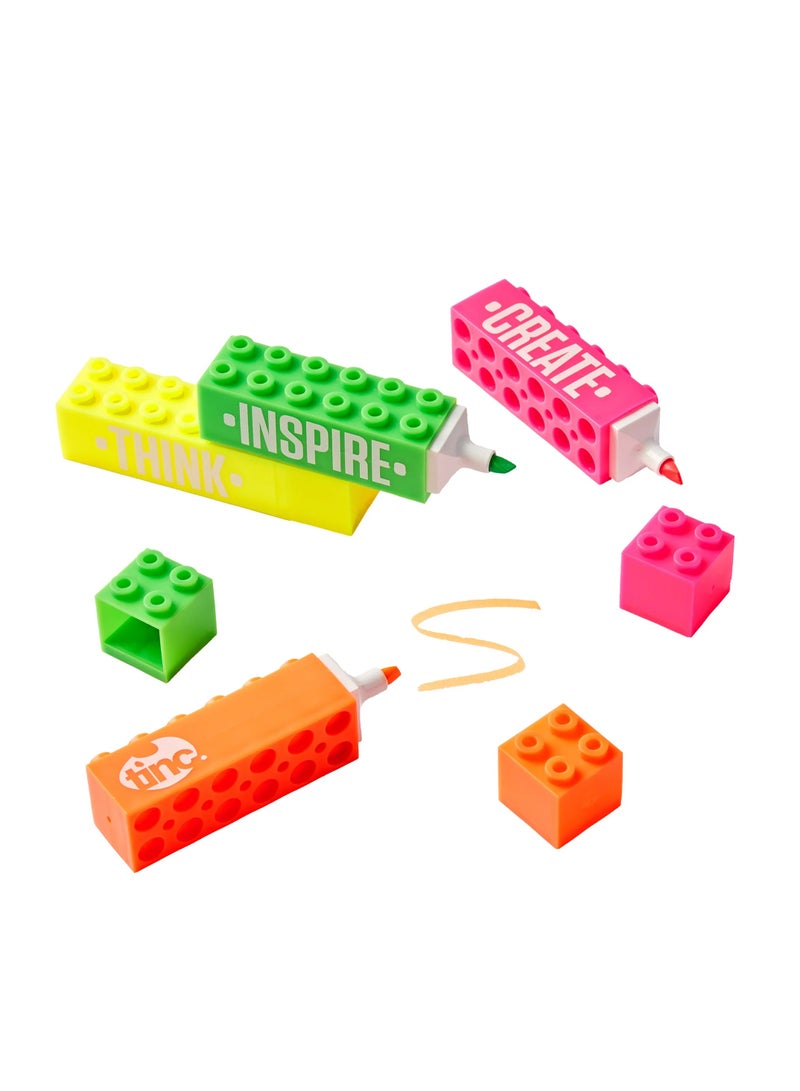 Tinc Colorful Brick Highlighter Set, 4-Piece - Image 1