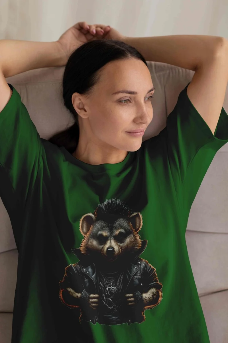 DogFish Women's Dark Green Cotton Crew Neck Crop T-Shirt