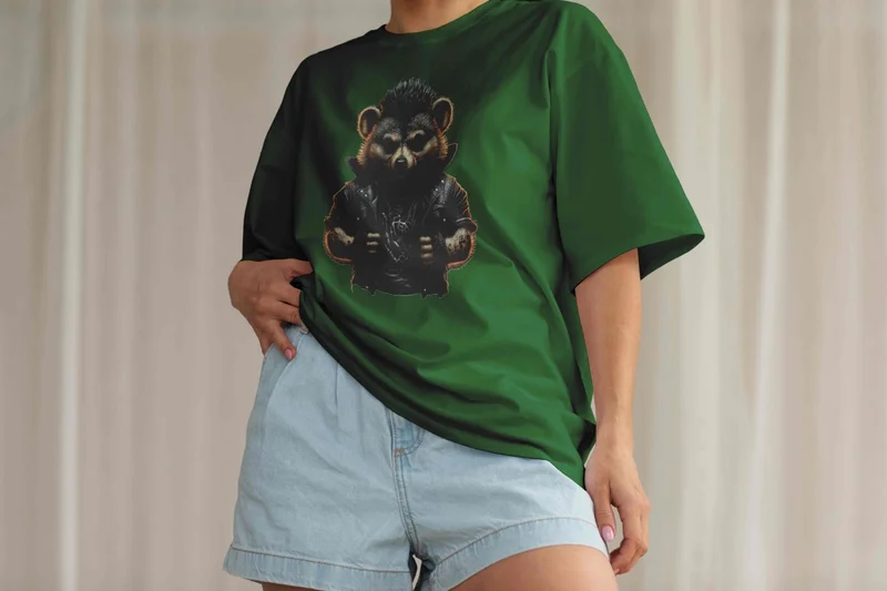 DogFish Women's Dark Green Cotton Crew Neck Crop T-Shirt