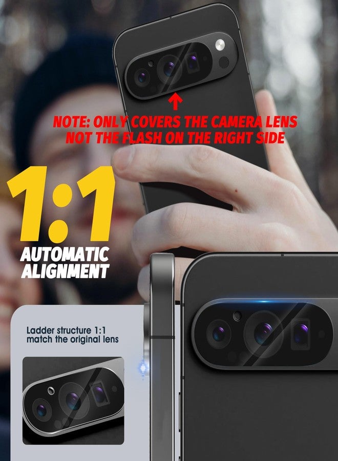 Orzero أورزيرو (3 عبوات) واقي عدسة الكاميرا متوافق مع جوجل بيكسل 9 برو 6.3 بوصة (ليس لطراز XL) واقي كاميرا صديق للحالة زجاج مقسى 9H عالي الدقة فتحة ميكروفون مضادة للخدش - Image 3