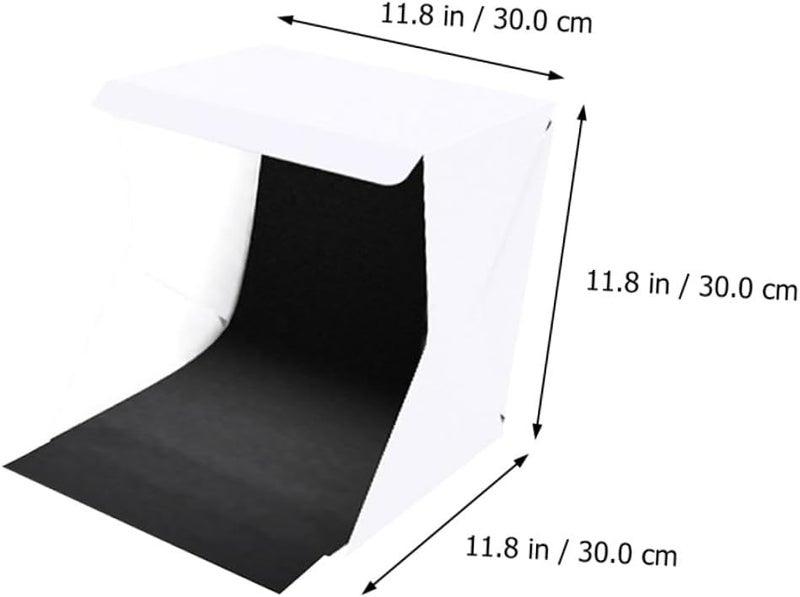 صندوق إضاءة صور محمول بتقنية LED، قابل للطي، بحجم 30 سم، مزود بخلفيات بيضاء وسوداء لتصوير المنتجات وإضاءة الاستوديو. - Image 2