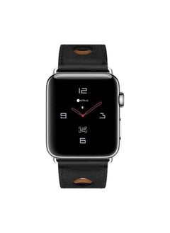O Ozone Big Hole Design Leather Strap For Apple Watch Series 10 | Ultra 2 | 8 Ultra | 9 | 8 | 7 | 6, 49/46/45/44/42mm , Smartwatch Wristband - Black  - Image 3