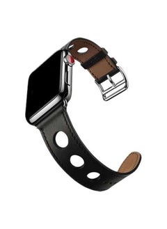 O Ozone Big Hole Design Leather Strap For Apple Watch Series 10 | Ultra 2 | 8 Ultra | 9 | 8 | 7 | 6, 49/46/45/44/42mm , Smartwatch Wristband - Black  - Image 5