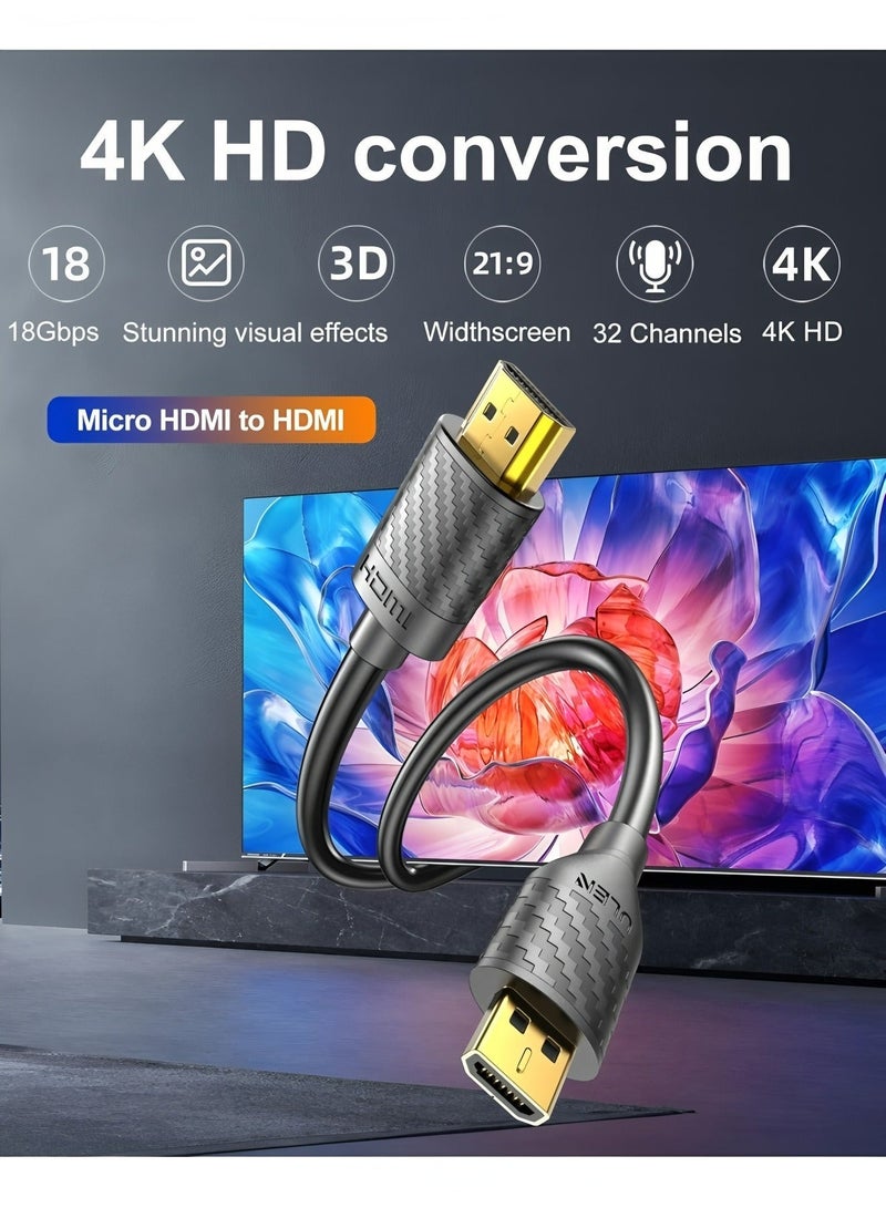 Flyview Micro HDMI to HDMI Cable 4K 60Hz, Compatible with Raspberry Pi 5/4, GoPro Hero 5/6/7, Canon/Nikon/Sony Cameras, Lenovo Yoga, HDTV, Monitor & Capture Cards, 6.6 FT - Image 4