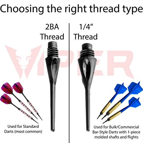 Viper Dart Accessory: Diamond 1/4" Thread Soft Tip Dart Points, Black, 500 Pack - Image 2