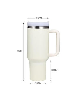 N M Z N M Z Tumbler with Handle Straw Lid Car Cup/1200 ML Large Capacity Leak-Proof Thermal Mug/Water Bottle Cup for Water Iced Tea Coffee Smoothie (White)(1 pc)  - Image 2
