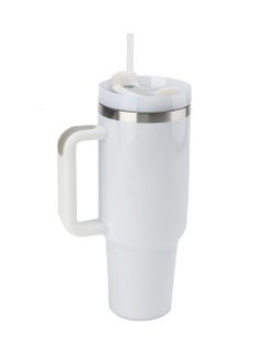 N M Z N M Z Tumbler with Handle Straw Lid Car Cup/1200 ML Large Capacity Leak-Proof Thermal Mug/Water Bottle Cup for Water Iced Tea Coffee Smoothie (White)(1 pc)  - Image 1