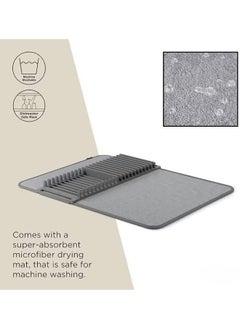 Generic Dish Rack and Microfiber Drying Mat – Space-Saving Design Folds Up for Easy Storage, Basic Rack, Gray  - Image 2