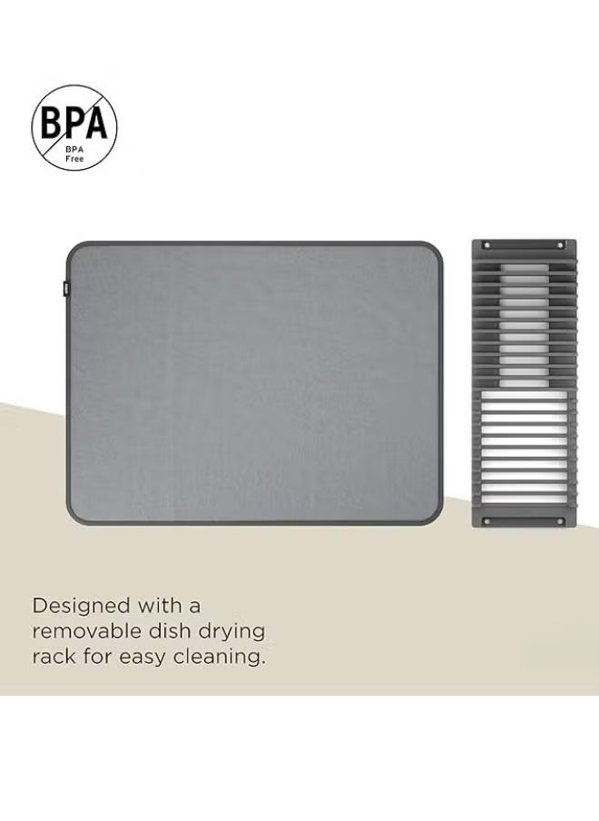 Generic - Dish Rack and Microfiber Drying Mat – Space-Saving Design Folds Up for Easy Storage, Basic Rack, Gray - Image 1