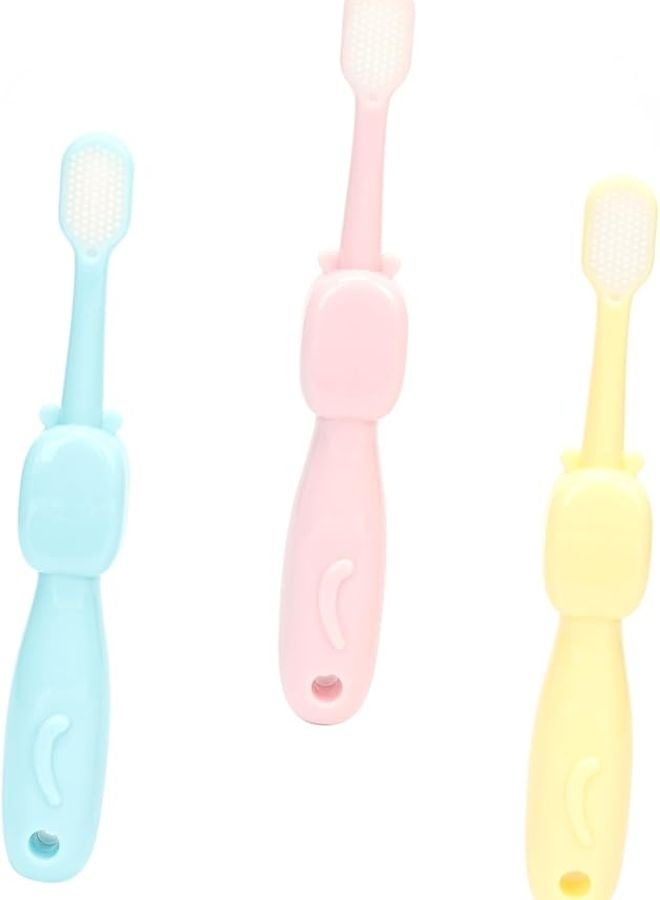 3 قطع فرشاة أسنان ناعمة للاطفال على شكل فرس النهر الكرتوني لتنظيف عميق - Image 2