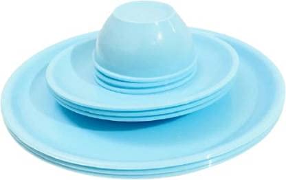 Coolkart Ocean Blue Plate11 inch Diameter with Free ChutneyServing DipBowl and Side PlatesSet of 12Microwave Dishwasher Safe - Image 3