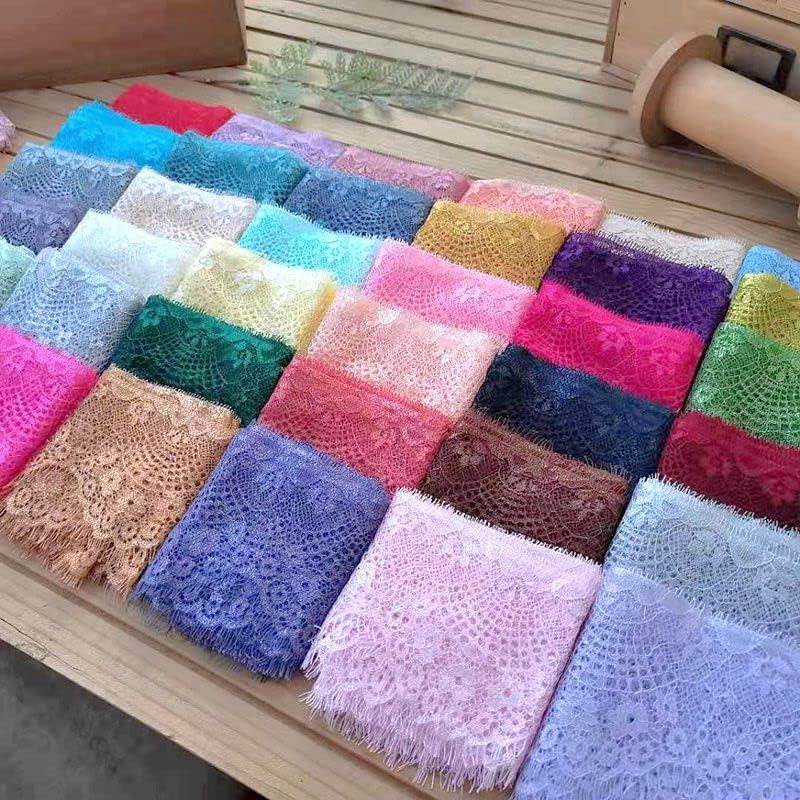 Lace Ribbon, Colored Eyelashes Lace Trim Flower DIY Skirt Hem, Sleeves Neckline Clothing Veil Decoration Material Fabric - Image 2