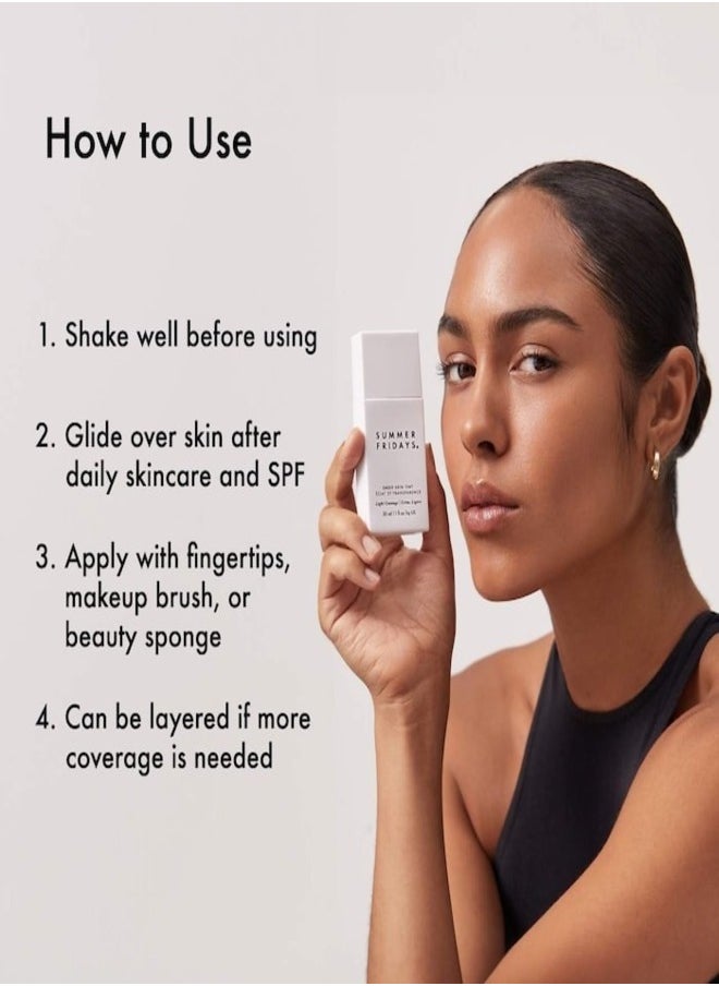 SUMMER FRIDAYS - Summer Fridays Sheer Skin Tint with Hyaluronic Acid & Squalane – Lightweight, Hydrating Coverage,Shade 7 - Medium dark with a golden neutral base tone 30ml - Image 1