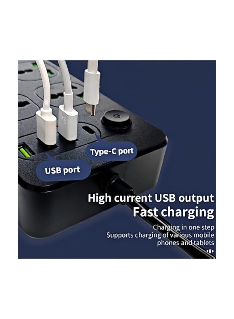 erorex 6-Outlet Extension Cable, Extension Lead with 4 USB, 2M Extension Cord Multi Plug Adapter Socket for Home Office - Image 3