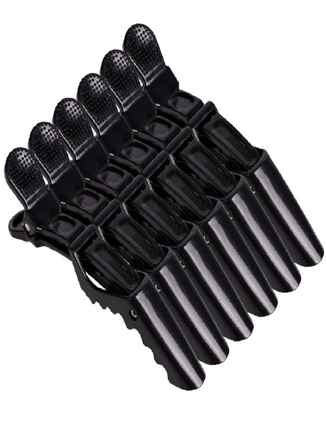 Wendergo 6 Peices Crocodile Hair Sectioning Clips Hairdressing Clips Professional Styling Hair Barrette Plastic Hair Clips for Women and Girls Salon Home Use (Black) - Image 1