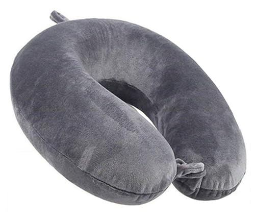 GDEOUP Travel Pillow 100% Pure Memory Foam Neck Pillow Airplane for Traveling,Car, Train,Napping,Traveling,Washable Cover (Grey) - Image 1