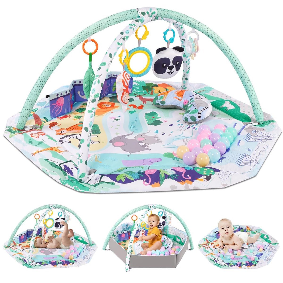 Generic Baby Gym Play Mat, 8--1 Tummy Time Mat Ball Pit & Detachable s ...