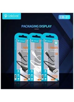سليبرات سيليبرات CB-31 كابل USB محمول إلى Lightning للشحن السريع ونقل البيانات بتصميم ذكي وعملي يناسب Iphone 2.4A /480mbps /1M - أبيض  - Image 3