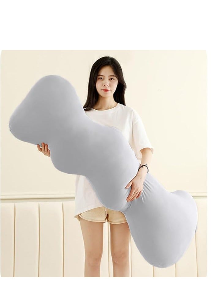 Cuddly Cushion in Cloud Shape, Soft Cotton Filled Throw Pillow with Washable Pillowcase, Home Soft Decorative Cushion Side Sleeper Body Pillow for Girls and Boys Sitting and Sleeping, Light Grey - Image 1