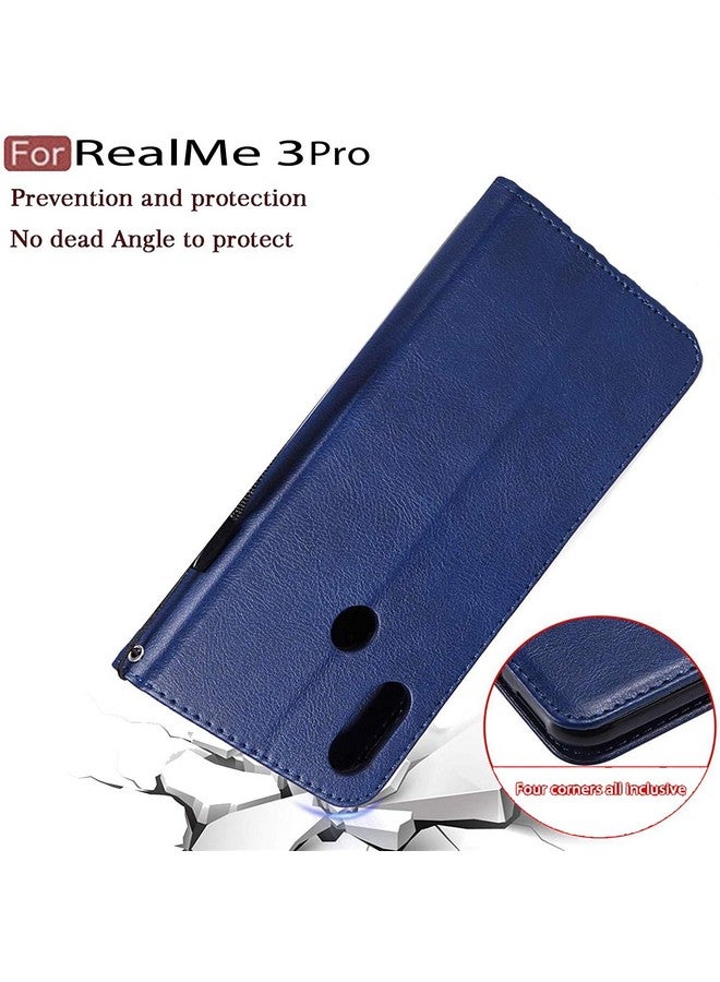 Cedo غطاء فليب CEDO Realme 3 Pro (4G) | تشطيب جلدي | جيوب داخلية وحامل مدمج | غطاء خلفي بأسلوب محفظة مقاوم للصدمات مع إغلاق مغناطيسي (أزرق) - Image 5