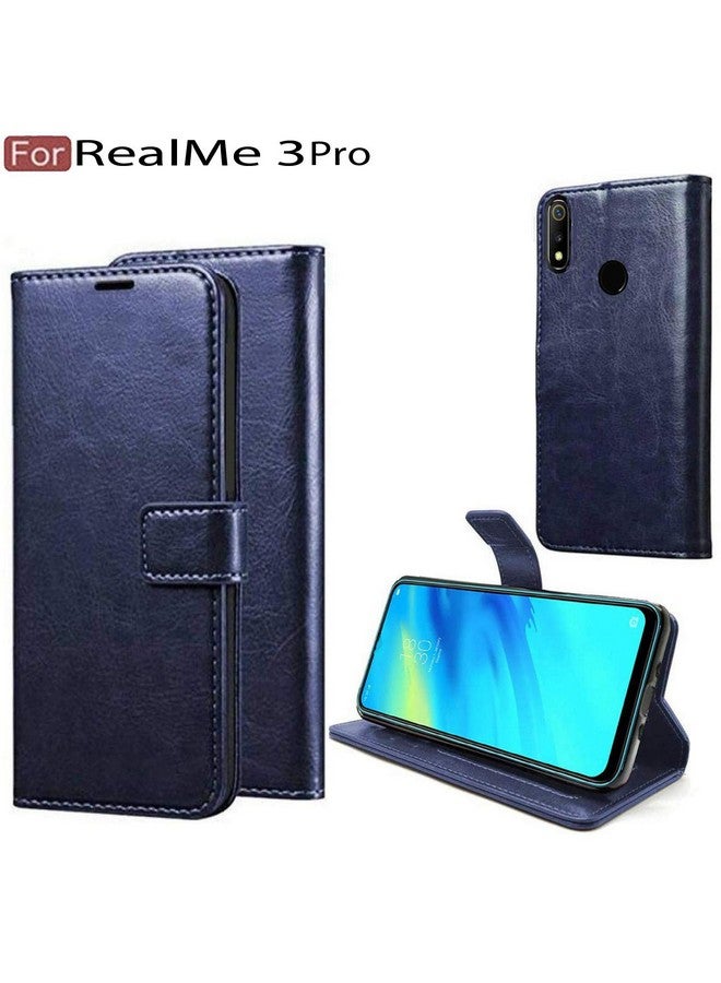 Cedo غطاء فليب CEDO Realme 3 Pro (4G) | تشطيب جلدي | جيوب داخلية وحامل مدمج | غطاء خلفي بأسلوب محفظة مقاوم للصدمات مع إغلاق مغناطيسي (أزرق) - Image 2