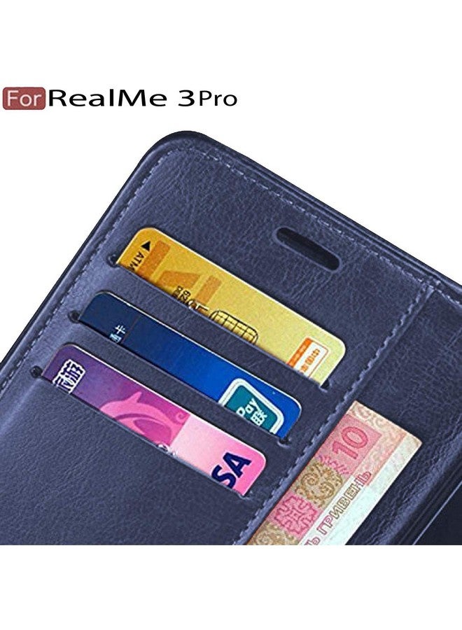 Cedo غطاء فليب CEDO Realme 3 Pro (4G) | تشطيب جلدي | جيوب داخلية وحامل مدمج | غطاء خلفي بأسلوب محفظة مقاوم للصدمات مع إغلاق مغناطيسي (أزرق) - Image 4