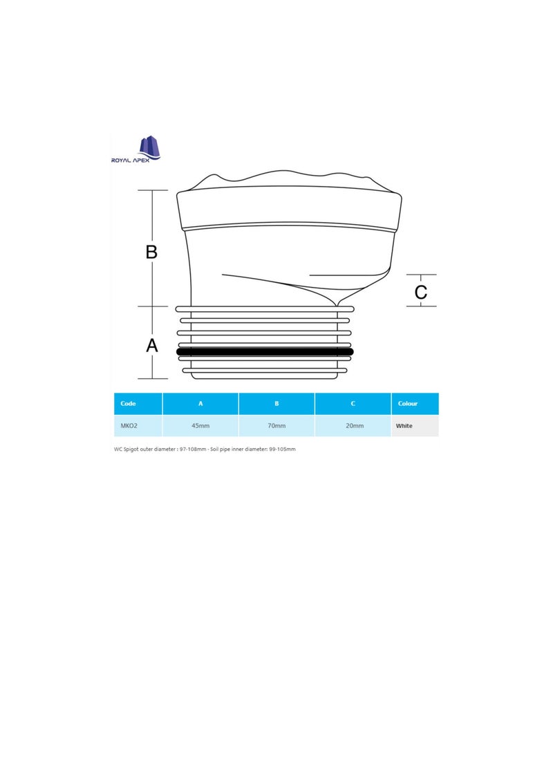 Generic - High Quality Standard WC Connector Toilet Pan Connector (Offset 20 mm) - Image 1