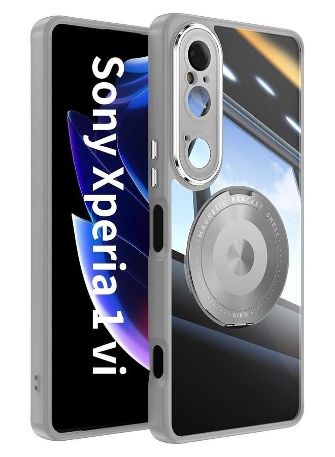 Clear Case Compatible with Sony Xperia 1 VI, Non-Yellowing 【Compatible Mag-Safe】 Cover Camera Lens Protector u0026 360 Rotatable Ring Stand, Anti-Scratch Hard PC Back 