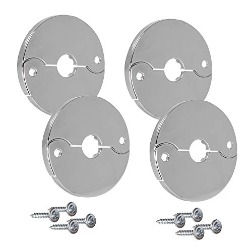 PROCURU 4-Pack 1/2-Inch CTS (5/8" OD) E3755 Hinged Split Escutcheons, Chrome Pipe Cover Plates with Screws, for 1/2" Copper, PEX Pipe - Image 1