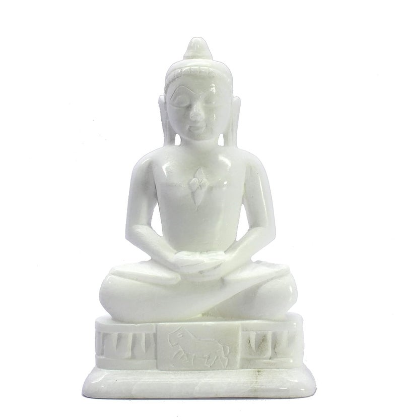 ESPLANADE Mahaveer Jain Mahavir Swami Murti Statue Idol Sculpture Marble Stone 65 Inches White - Image 1