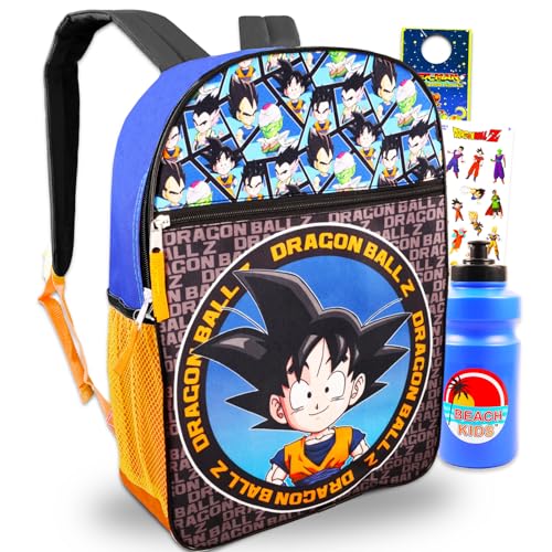 Dragon Ball Z Backpack for Boys Bundle with Anime School Bag for Kids Plus Stickers Water Bottle More Dragon Ball Backpack Set for Kids - Image 1